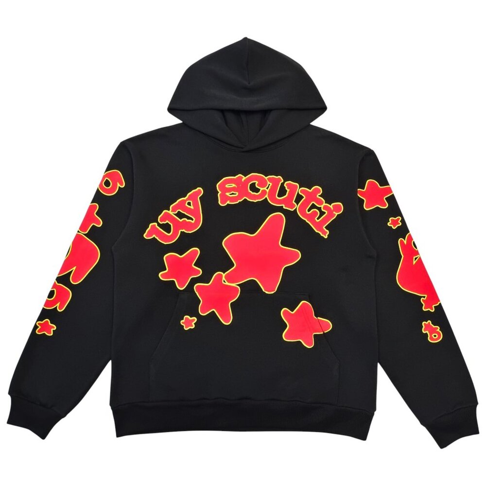 Sp5der x UY Scuti Beluga Pullover Hoodie Black Red | Spider Worldwide